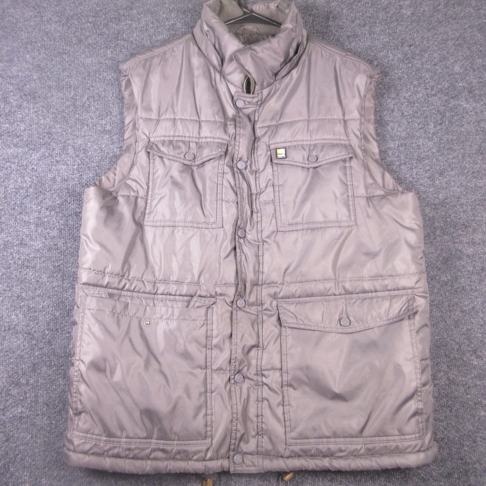 Ecko Unltd Vest Mens Large Gray Quilted Insulated Full Zip Outdoor Pockets